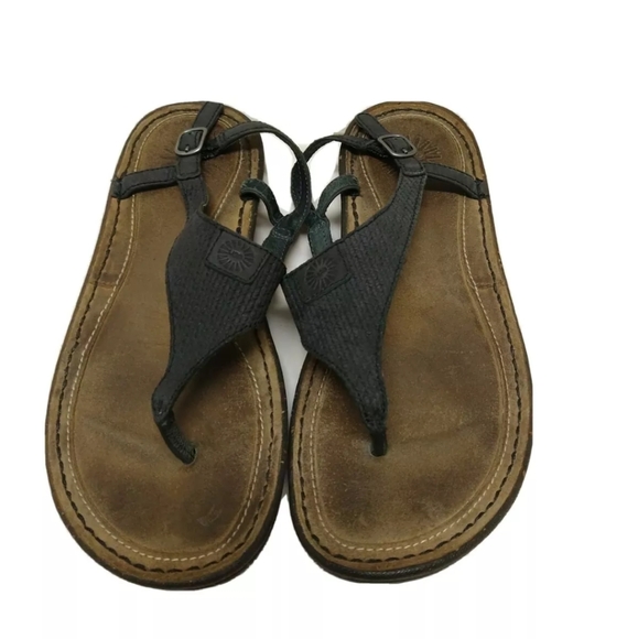 UGG Women's Sefina 3132 Brown Leather Thong Sandals SZ US 8 Great Condition - Picture 1 of 4